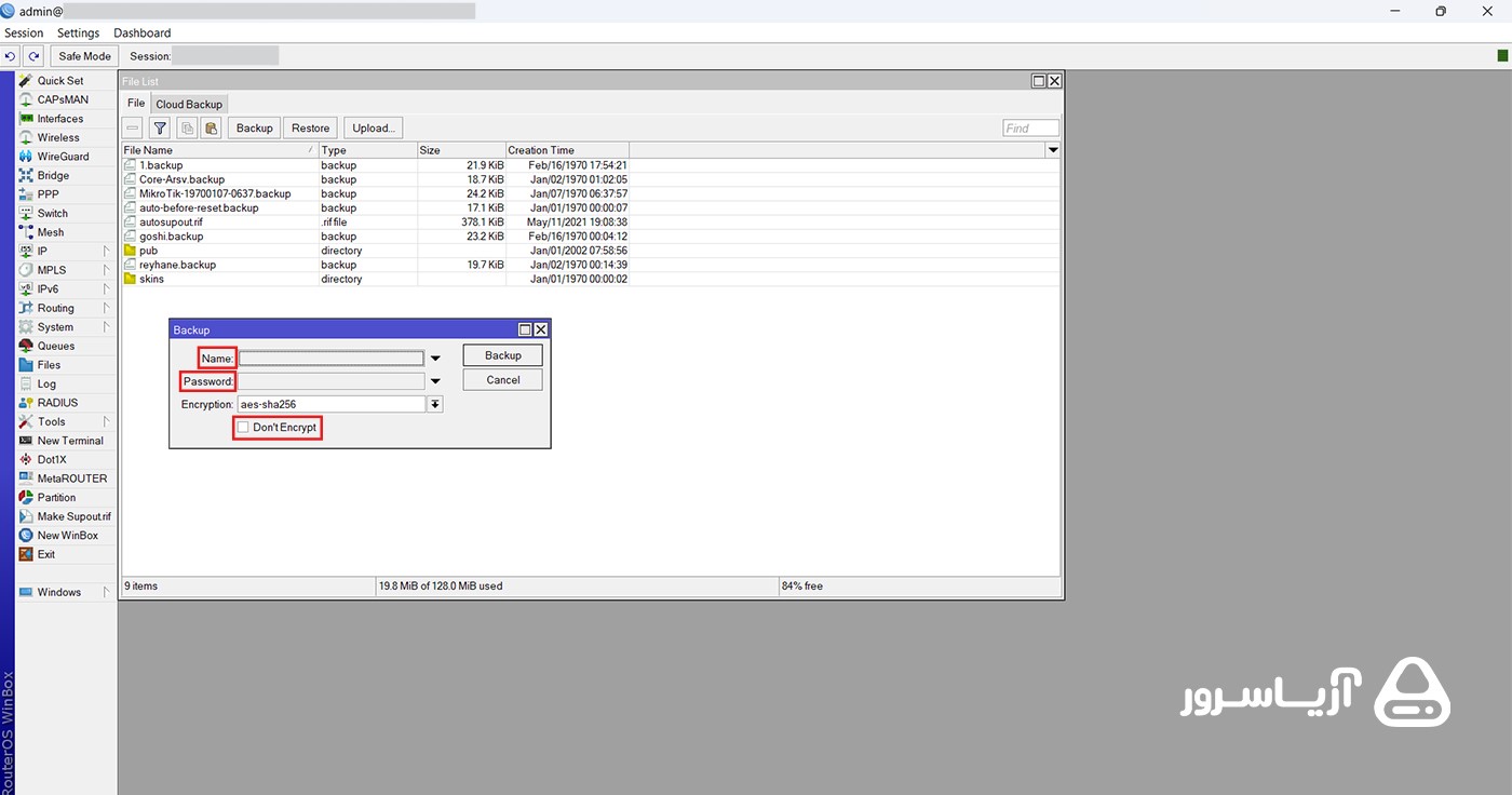 آموزش بکاپ گرفتن از روتر میکروتیک نوع backup.
