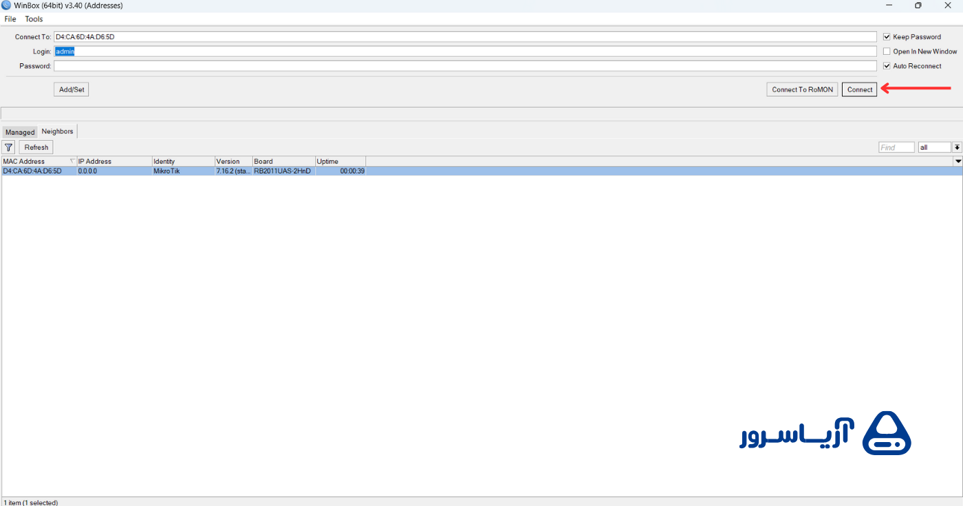 اتصال به روتر با Winbox